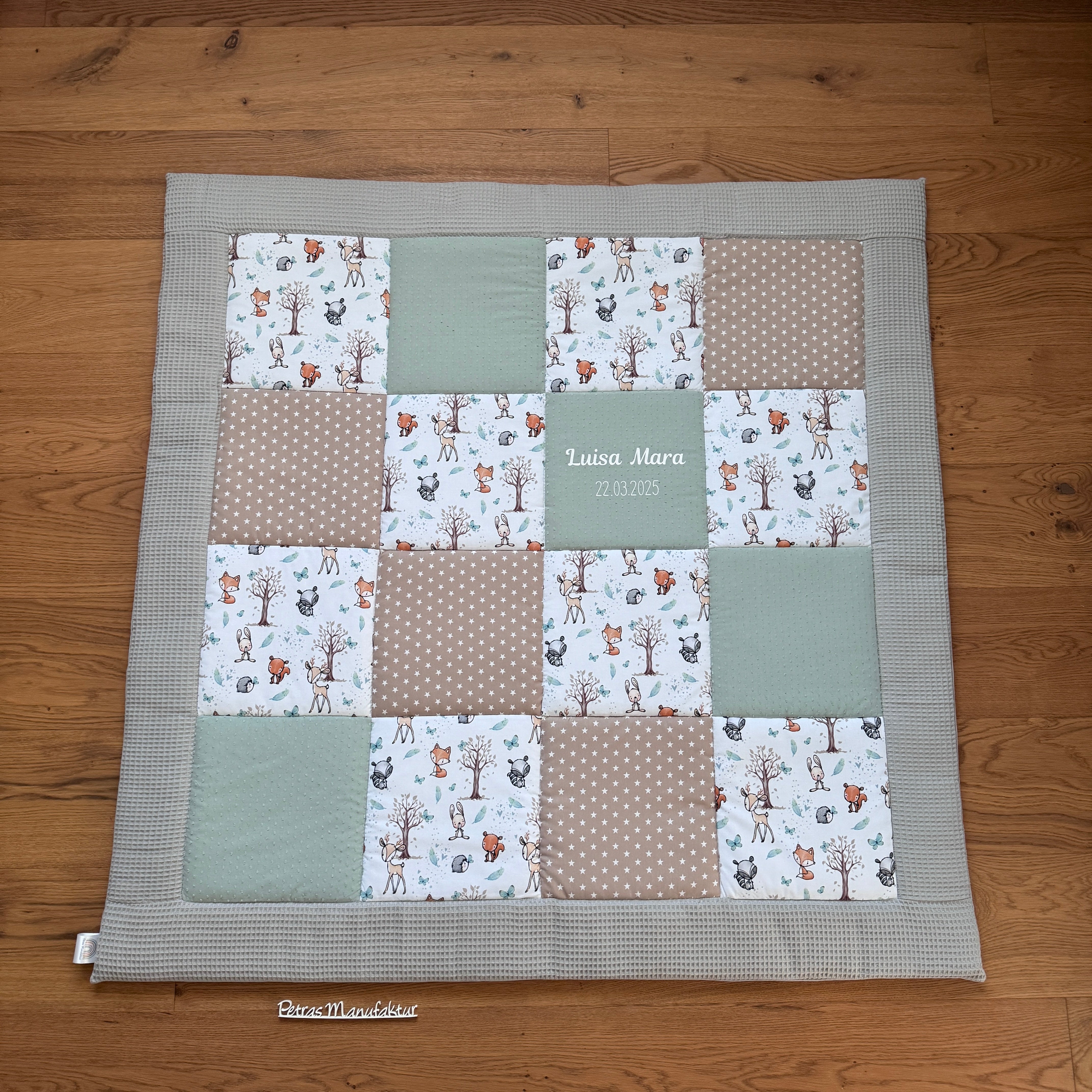 Krabbeldecke "Waldtiere mint“ Modell 1